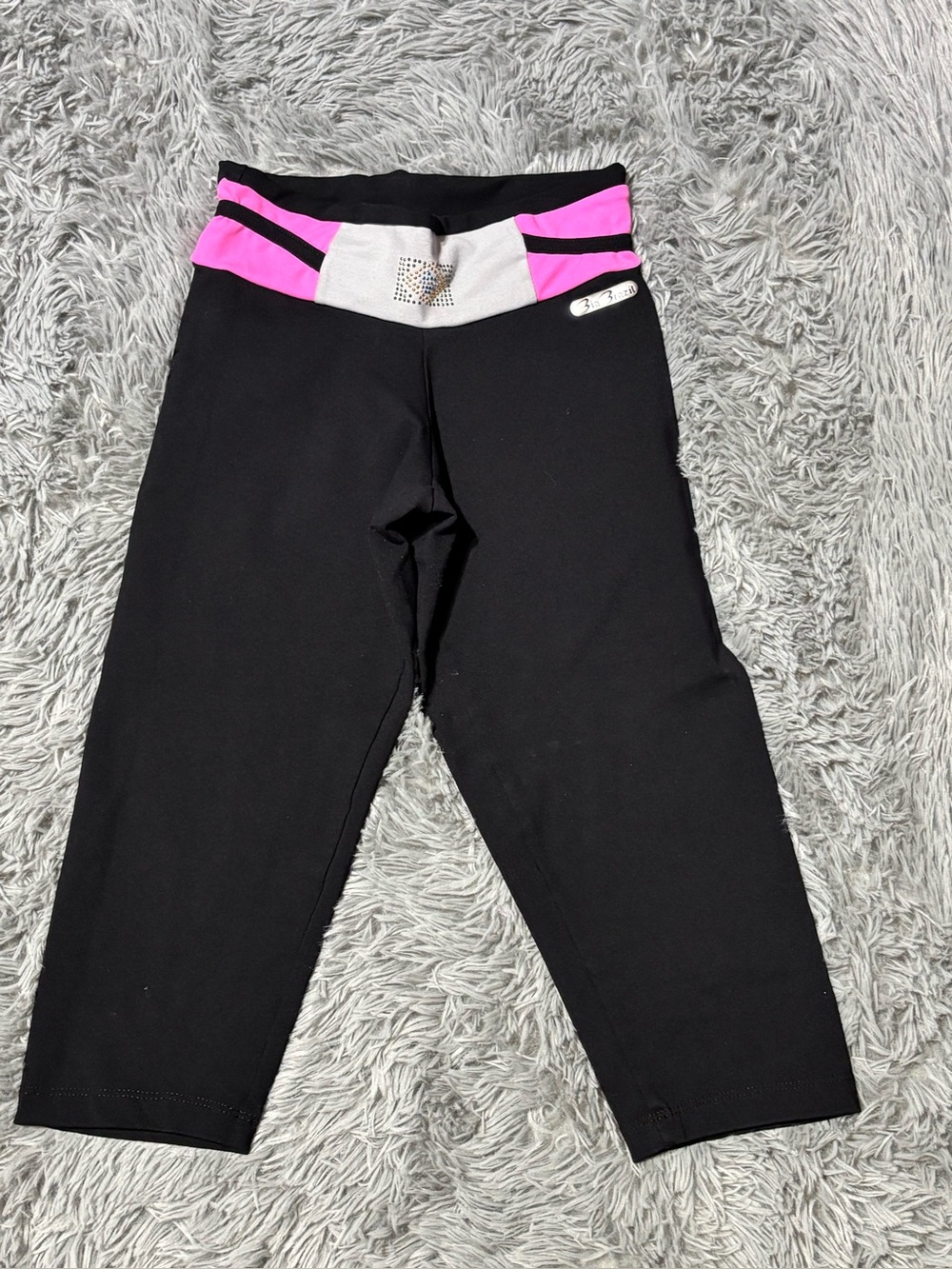 Bia Brazil Black Capri Leggings with Pink & White Waistband